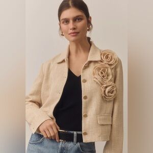 DOLAN Textured 3D Rosette Lady Jacket size L petite